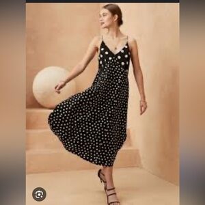 Black and White Polka Dot Midi Slip Dress